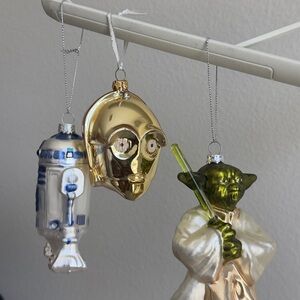 Star Wars Holiday Ornaments - Gold C-3PO, Green Yoda, Blue & White R2-D2